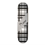 Personalized name black and white plaid custom skateboard