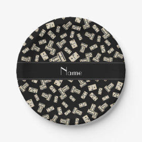 Personalized name black dominos 7 inch paper plate