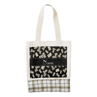 Personalized name black dominos zazzle HEART tote bag