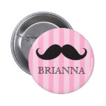 Personalized name black handlebar mustache pink