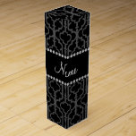 Personalized name black moroccan quatrefoil wine gift box