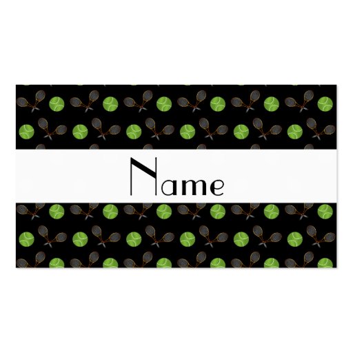 Personalized name black tennis balls business card (front side)