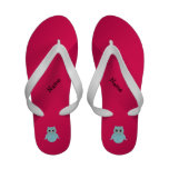Personalized name bling owl pink Flip-Flops