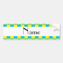 Personalized name blue and yellow checkers bumper sticker