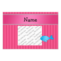 Personalized name blue narwhal pink stripes photo
