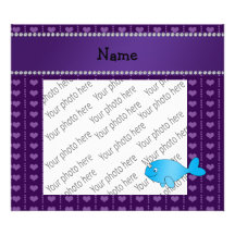 Personalized name blue narwhal purple hearts photograph