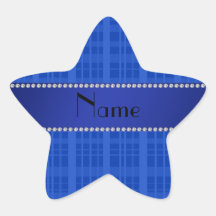 Personalized name blue plaid sticker