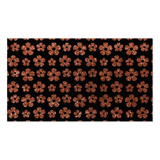 Personalized name copper glitter flowers business cards (back side)
