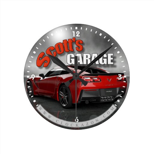 Personalized Name Corvette Garage Clock Zazzle