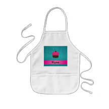 Personalized name cute cupcake turquoise glitter apron