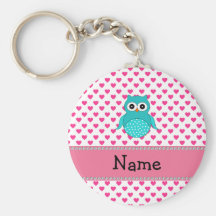 Personalized name cute owl keychain