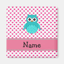Personalized name cute owl magnet
