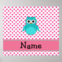 Personalized name cute owl posters
