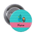 Personalized name cute peacock pinback button