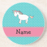 Personalized name cute unicorn coasters