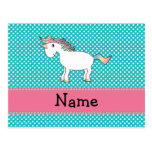 Personalized name cute unicorn postcard