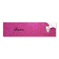 Personalized name dog pink glitter bumper sticker
