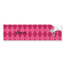 Personalized name dolphin pink argyle bumper stickers