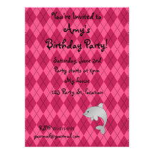 Personalized name dolphin pink argyle personalized announcement