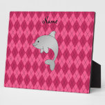 Personalized name dolphin pink argyle plaque