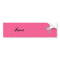 Personalized name dolphin pink polka dots bumper sticker