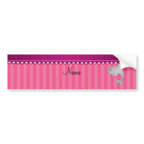 Personalized name dolphin pink stripes bumper sticker