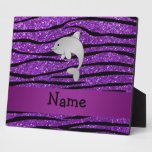 Personalized name dolphin purple zebra stripes photo plaques