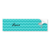 Personalized name dolphin turquoise chevrons bumper sticker