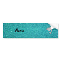 Personalized name dolphin turquoise glitter bumper stickers