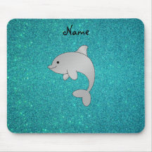 Personalized name dolphin turquoise glitter mousepad