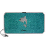 Personalized name dolphin turquoise glitter iPod speaker