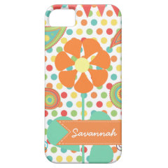 Personalized Name Flower Polka Dots iPhone 5 Case