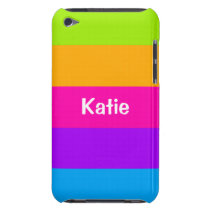 Personalized Name Fluorescent Neon Colors Striped Barely There  iPod Case at Zazzle