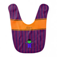 Personalized name frankenstein purple stripes bib