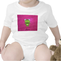 Personalized name frog pink glitter shirt