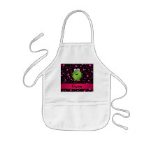 Personalized name frog pink polka dots aprons