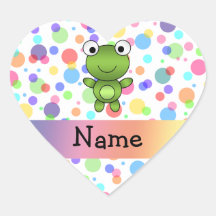 Personalized name frog rainbow polka dots sticker