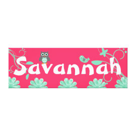 Personalized Name Girls Wrapped Canvas Hot Pink Stretched Canvas Print