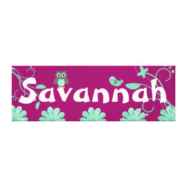 Personalized Name Girls Wrapped Canvas Purple Aqua Stretched Canvas Prints