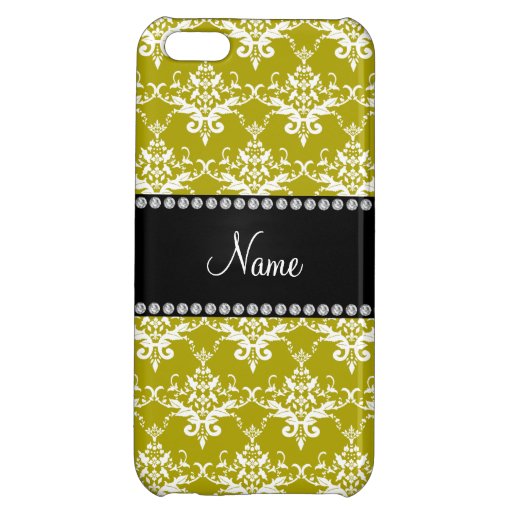 Personalized name gold white damask iPhone 5C cover