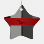 Personalized name gray and red stripes ornaments