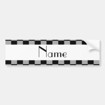 Personalized name gray checkers bumper sticker