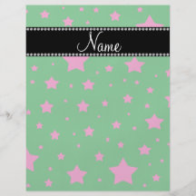 Personalized name Green and Pink stars Flyers