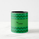 Personalized name green chevrons mug