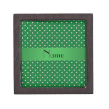 Personalized name green diamonds premium jewelry box