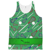 Personalized name green lacrosse pattern All-Over print tank top