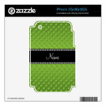 Personalized name green polka dots skin for the iPhone 3GS