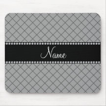 Personalized name grey grid pattern mousepad
