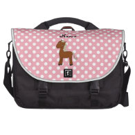 Personalized name horse pink polka dots computer bag