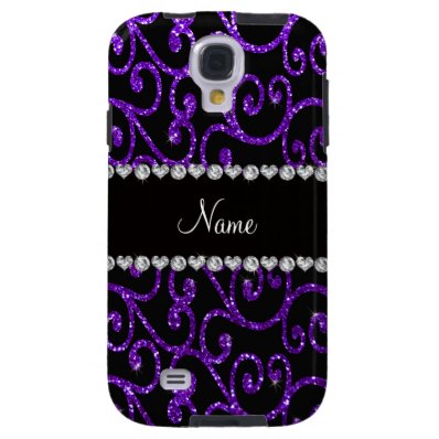 Personalized name indigo purple glitter swirls